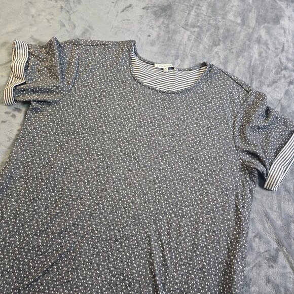 Rose + Olive Top Womens 1X Gray Polka Dot Mixed Print Casual Relaxed Fit Modern - Picture 9 of 10
